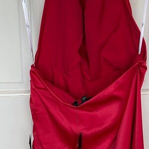 Lulu's Red Satin Backless Dress